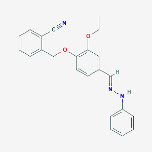 molecular formula C23H21N3O2 B3921874 2-{[2-ethoxy-4-(2-phenylcarbonohydrazonoyl)phenoxy]methyl}benzonitrile 