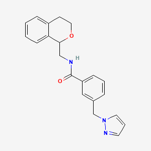 molecular formula C21H21N3O2 B3921923 N-(3,4-dihydro-1H-isochromen-1-ylmethyl)-3-(1H-pyrazol-1-ylmethyl)benzamide 