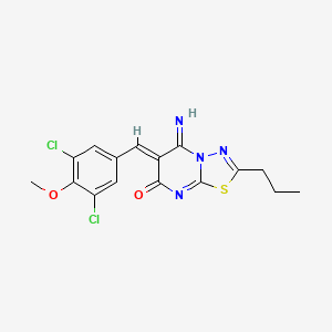 molecular formula C16H14Cl2N4O2S B3921993 (6Z)-6-[(3,5-dichloro-4-methoxyphenyl)methylidene]-5-imino-2-propyl-[1,3,4]thiadiazolo[3,2-a]pyrimidin-7-one 