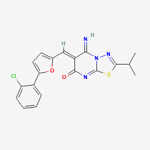 molecular formula C19H15ClN4O2S B3922026 6-{[5-(2-chlorophenyl)-2-furyl]methylene}-5-imino-2-isopropyl-5,6-dihydro-7H-[1,3,4]thiadiazolo[3,2-a]pyrimidin-7-one 