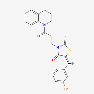 (5E)-5-[(3-BROMOPHENYL)METHYLIDENE]-3-[3-OXO-3-(1,2,3,4-TETRAHYDROQUINOLIN-1-YL)PROPYL]-2-SULFANYLIDENE-1,3-THIAZOLIDIN-4-ONE