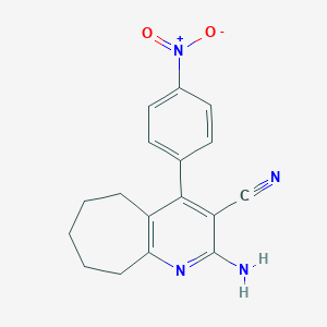 molecular formula C17H16N4O2 B392206 2-amino-4-(4-nitrophenyl)-6,7,8,9-tetrahydro-5H-cyclohepta[b]pyridine-3-carbonitrile 