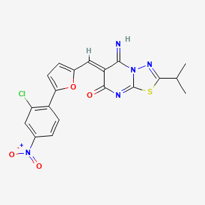 molecular formula C19H14ClN5O4S B3922068 (6Z)-6-{[5-(2-CHLORO-4-NITROPHENYL)FURAN-2-YL]METHYLIDENE}-5-IMINO-2-(PROPAN-2-YL)-5H,6H,7H-[1,3,4]THIADIAZOLO[3,2-A]PYRIMIDIN-7-ONE 