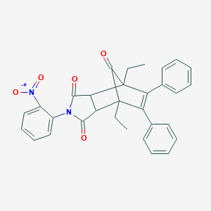 molecular formula C31H26N2O5 B392207 1,7-Diethyl-4-(2-nitro-phenyl)-8,9-diphenyl-4-aza-tricyclo[5.2.1.0*2,6*]dec-8-en 
