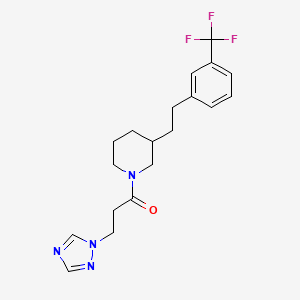 molecular formula C19H23F3N4O B3922088 1-[3-(1H-1,2,4-triazol-1-yl)propanoyl]-3-{2-[3-(trifluoromethyl)phenyl]ethyl}piperidine 