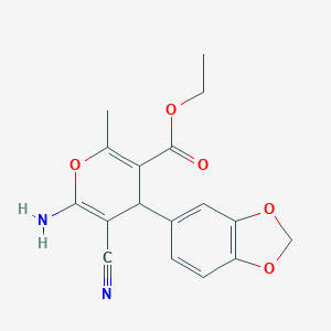 molecular formula C17H16N2O5 B392209 ethyl 6-amino-4-(1,3-benzodioxol-5-yl)-5-cyano-2-methyl-4H-pyran-3-carboxylate 