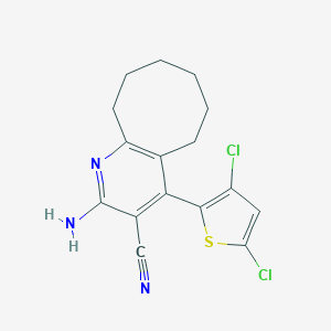 molecular formula C16H15Cl2N3S B392211 2-Amino-4-(3,5-dichlorothiophen-2-yl)-5,6,7,8,9,10-hexahydrocycloocta[b]pyridine-3-carbonitrile 
