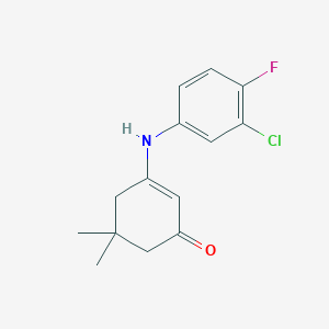 molecular formula C14H15ClFNO B3922122 3-[(3-Chloro-4-fluorophenyl)amino]-5,5-dimethylcyclohex-2-en-1-one 