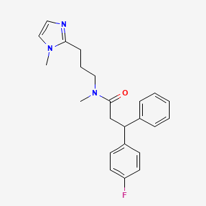 molecular formula C23H26FN3O B3922123 3-(4-fluorophenyl)-N-methyl-N-[3-(1-methyl-1H-imidazol-2-yl)propyl]-3-phenylpropanamide 