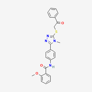 molecular formula C25H22N4O3S B3922146 2-methoxy-N-[4-(4-methyl-5-phenacylsulfanyl-1,2,4-triazol-3-yl)phenyl]benzamide 