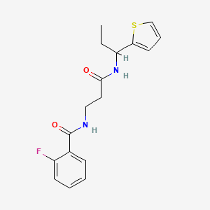 2-fluoro-N-(3-oxo-3-{[1-(2-thienyl)propyl]amino}propyl)benzamide