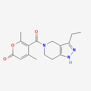 molecular formula C16H19N3O3 B3922156 5-(3-Ethyl-1,4,6,7-tetrahydropyrazolo[4,3-c]pyridine-5-carbonyl)-4,6-dimethylpyran-2-one 