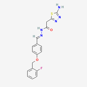 molecular formula C18H16FN5O2S B3922167 2-(5-amino-1,3,4-thiadiazol-2-yl)-N'-{4-[(2-fluorobenzyl)oxy]benzylidene}acetohydrazide 