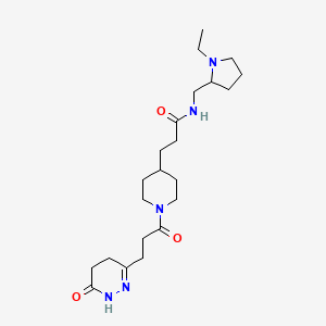 molecular formula C22H37N5O3 B3922178 N-[(1-ethyl-2-pyrrolidinyl)methyl]-3-{1-[3-(6-oxo-1,4,5,6-tetrahydro-3-pyridazinyl)propanoyl]-4-piperidinyl}propanamide 