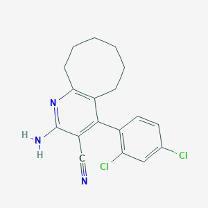 molecular formula C18H17Cl2N3 B392218 2-Amino-4-(2,4-dichlorophenyl)-5,6,7,8,9,10-hexahydrocycloocta[b]pyridine-3-carbonitrile 