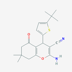 molecular formula C20H24N2O2S B392220 2-amino-4-(5-tert-butyl-2-thienyl)-7,7-dimethyl-5-oxo-5,6,7,8-tetrahydro-4H-chromene-3-carbonitrile 