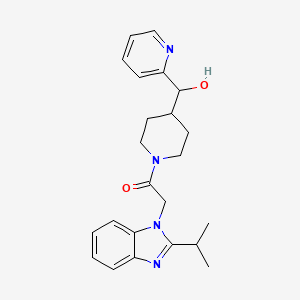 molecular formula C23H28N4O2 B3922203 {1-[(2-isopropyl-1H-benzimidazol-1-yl)acetyl]-4-piperidinyl}(2-pyridinyl)methanol bis(trifluoroacetate) (salt) 