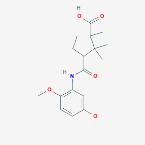 molecular formula C18H25NO5 B392221 3-[(2,5-Dimethoxyanilino)carbonyl]-1,2,2-trimethylcyclopentanecarboxylic acid 
