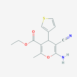 molecular formula C14H14N2O3S B392222 ethyl 6-amino-5-cyano-2-methyl-4-(3-thienyl)-4H-pyran-3-carboxylate CAS No. 315246-61-8