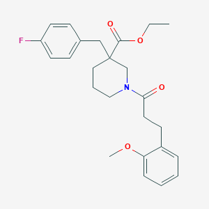 ethyl 3-(4-fluorobenzyl)-1-[3-(2-methoxyphenyl)propanoyl]-3-piperidinecarboxylate