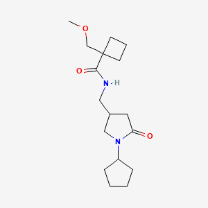 molecular formula C17H28N2O3 B3922385 N-[(1-cyclopentyl-5-oxopyrrolidin-3-yl)methyl]-1-(methoxymethyl)cyclobutanecarboxamide 