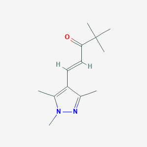 molecular formula C13H20N2O B392241 4,4-dimethyl-1-(1,3,5-trimethyl-1H-pyrazol-4-yl)-1-penten-3-one 
