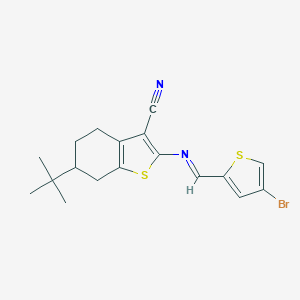 molecular formula C18H19BrN2S2 B392248 2-{[(4-Bromo-2-thienyl)methylene]amino}-6-tert-butyl-4,5,6,7-tetrahydro-1-benzothiophene-3-carbonitrile 