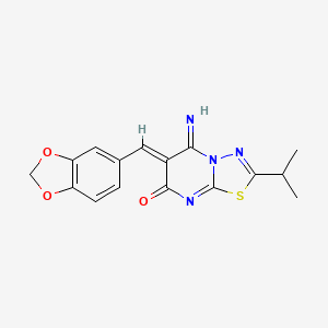 6-(1,3-benzodioxol-5-ylmethylene)-5-imino-2-isopropyl-5,6-dihydro-7H-[1,3,4]thiadiazolo[3,2-a]pyrimidin-7-one