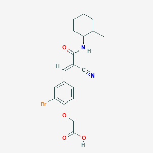 molecular formula C19H21BrN2O4 B3922503 2-[2-bromo-4-[(E)-2-cyano-3-[(2-methylcyclohexyl)amino]-3-oxoprop-1-enyl]phenoxy]acetic acid 