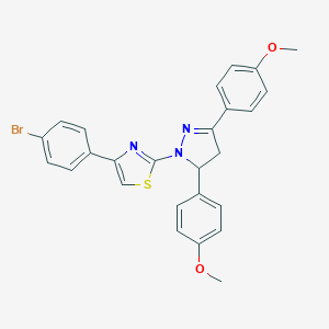 molecular formula C26H22BrN3O2S B392258 2-[3,5-bis(4-methoxyphenyl)-4,5-dihydro-1H-pyrazol-1-yl]-4-(4-bromophenyl)-1,3-thiazole 