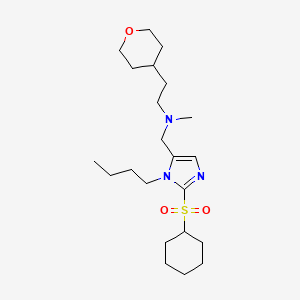 molecular formula C22H39N3O3S B3922585 N-[(3-butyl-2-cyclohexylsulfonylimidazol-4-yl)methyl]-N-methyl-2-(oxan-4-yl)ethanamine 