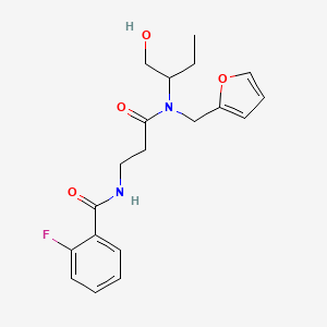 molecular formula C19H23FN2O4 B3922608 2-fluoro-N-(3-{(2-furylmethyl)[1-(hydroxymethyl)propyl]amino}-3-oxopropyl)benzamide 