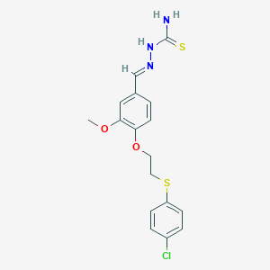 molecular formula C17H18ClN3O2S2 B3922616 (2E)-2-(4-{2-[(4-chlorophenyl)sulfanyl]ethoxy}-3-methoxybenzylidene)hydrazinecarbothioamide 