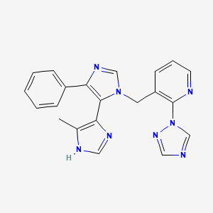 molecular formula C21H18N8 B3922654 5'-methyl-5-phenyl-3-{[2-(1H-1,2,4-triazol-1-yl)pyridin-3-yl]methyl}-3H,3'H-4,4'-biimidazole 