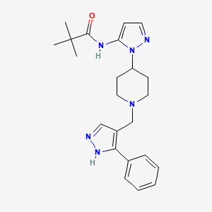 molecular formula C23H30N6O B3922715 2,2-dimethyl-N-[2-[1-[(5-phenyl-1H-pyrazol-4-yl)methyl]piperidin-4-yl]pyrazol-3-yl]propanamide 