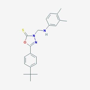 molecular formula C21H25N3OS B392272 5-(4-tert-butylphenyl)-3-[(3,4-dimethylanilino)methyl]-1,3,4-oxadiazole-2(3H)-thione 