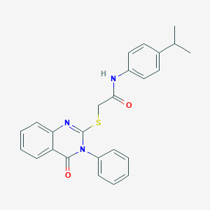 molecular formula C25H23N3O2S B392273 N-(4-isopropylphenyl)-2-[(4-oxo-3-phenyl-3,4-dihydro-2-quinazolinyl)sulfanyl]acetamide 
