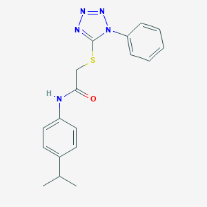 molecular formula C18H19N5OS B392274 N-[4-(Propan-2-yl)phenyl]-2-[(1-phenyl-1H-1,2,3,4-tetrazol-5-yl)sulfanyl]acetamid CAS No. 311315-77-2