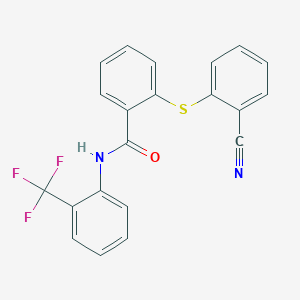 molecular formula C21H13F3N2OS B392275 2-[(2-cyanophenyl)sulfanyl]-N-[2-(trifluoromethyl)phenyl]benzamide 