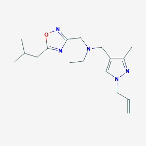 molecular formula C17H27N5O B3922776 N-[(1-allyl-3-methyl-1H-pyrazol-4-yl)methyl]-N-[(5-isobutyl-1,2,4-oxadiazol-3-yl)methyl]ethanamine 