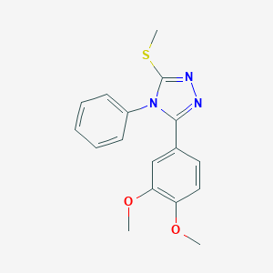 molecular formula C17H17N3O2S B392280 3-(3,4-dimethoxyphenyl)-5-(methylsulfanyl)-4-phenyl-4H-1,2,4-triazole 