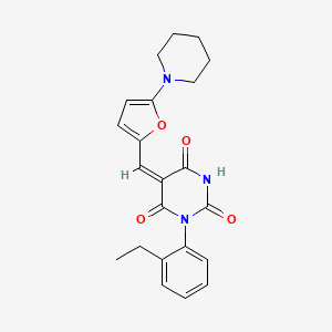 (5E)-1-(2-ETHYLPHENYL)-5-{[5-(PIPERIDIN-1-YL)FURAN-2-YL]METHYLIDENE}-1,3-DIAZINANE-2,4,6-TRIONE