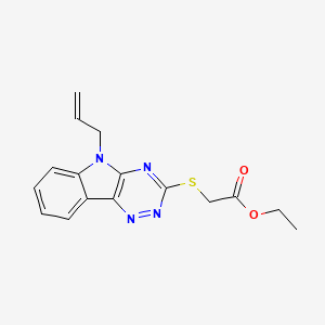 molecular formula C16H16N4O2S B3922864 ETHYL 2-{[5-(PROP-2-EN-1-YL)-5H-[1,2,4]TRIAZINO[5,6-B]INDOL-3-YL]SULFANYL}ACETATE 