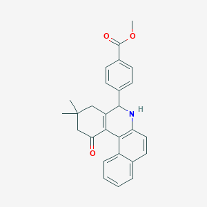 molecular formula C27H25NO3 B392290 Methyl 4-(3,3-dimethyl-1-oxo-1,2,3,4,5,6-hexahydrobenzo[a]phenanthridin-5-yl)benzoate 