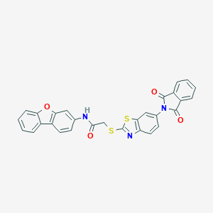 molecular formula C29H17N3O4S2 B392291 N-dibenzofuran-3-yl-2-[[6-(1,3-dioxoisoindol-2-yl)-1,3-benzothiazol-2-yl]sulfanyl]acetamide CAS No. 312287-02-8