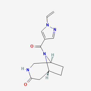 molecular formula C13H16N4O2 B3922917 (1S*,6R*)-9-[(1-vinyl-1H-pyrazol-4-yl)carbonyl]-3,9-diazabicyclo[4.2.1]nonan-4-one 