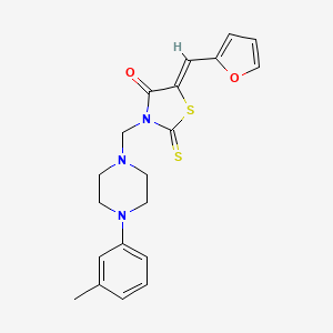 (5Z)-5-(furan-2-ylmethylidene)-3-[[4-(3-methylphenyl)piperazin-1-yl]methyl]-2-sulfanylidene-1,3-thiazolidin-4-one