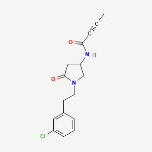 molecular formula C16H17ClN2O2 B3922933 N-{1-[2-(3-chlorophenyl)ethyl]-5-oxo-3-pyrrolidinyl}-2-butynamide 