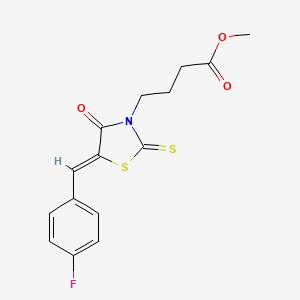 molecular formula C15H14FNO3S2 B3922942 methyl 4-[(5Z)-5-[(4-fluorophenyl)methylidene]-4-oxo-2-sulfanylidene-1,3-thiazolidin-3-yl]butanoate 