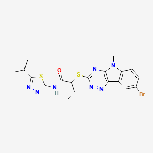 molecular formula C19H20BrN7OS2 B3922949 2-({8-Bromo-5-methyl-5H-[1,2,4]triazino[5,6-B]indol-3-YL}sulfanyl)-N-[5-(propan-2-YL)-1,3,4-thiadiazol-2-YL]butanamide 